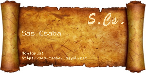 Sas Csaba névjegykártya